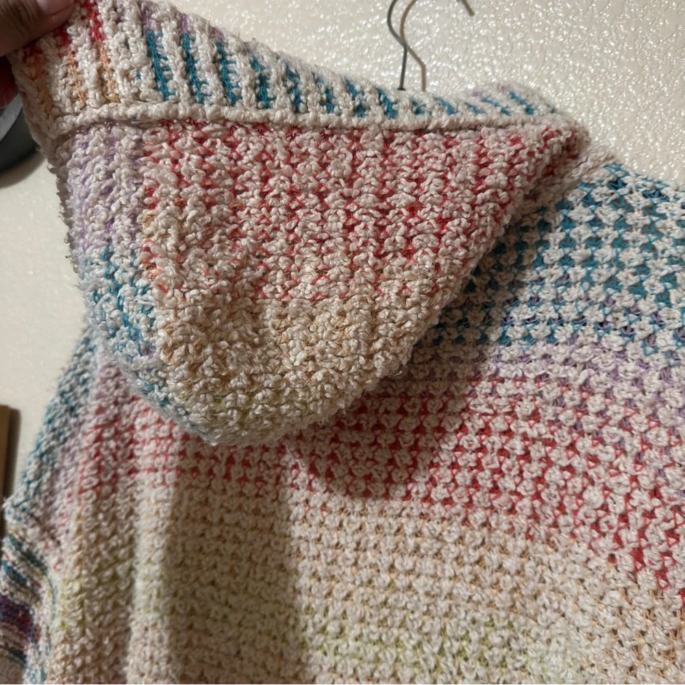 Free‎ People Sit Next to Me Multicolor Knit Hoodie Sz XS